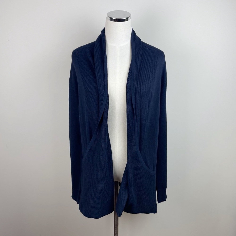 Chloe & Jasmine Navy Blue Knit Open Front Cardigan Sweater Women Medium